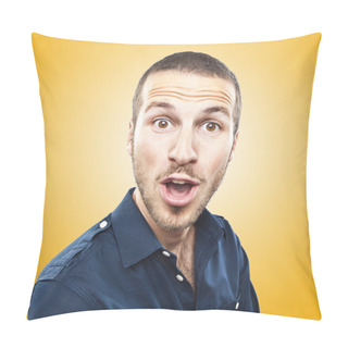 Personality  Portrait Of A Young Beautiful Man Surprised Face Expression Pillow Covers