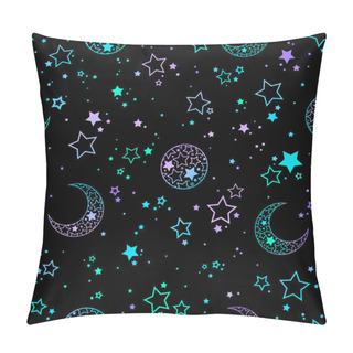 Personality  Mystical Esoteric Pattern With Moon And Stars Pillow Covers