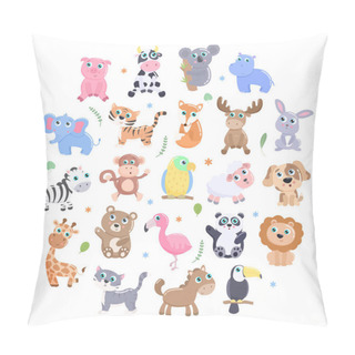 Personality  Cute Animals Set Flat Design Pillow Covers