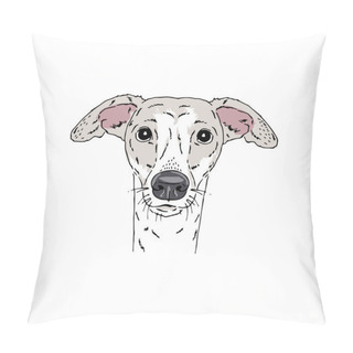 Personality  Symmetrical Vector Portrait Illustration Of Italian Greyhound Dog Breed Pillow Covers