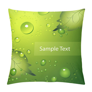 Personality  Water Drops On Green Background. Pillow Covers