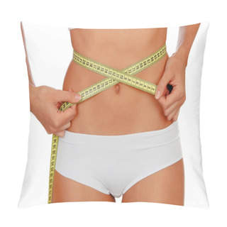 Personality  Girl In White Underwear With A Tape Measure Around Her Waist Pillow Covers