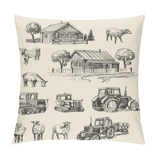 Personality  Farm And Animals Hand Drawn Pillow Covers