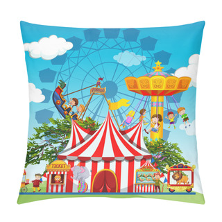 Personality  Children And People At The Amusement Park Pillow Covers