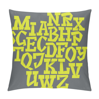Personality Vector Alphabet. Hand Drawn Letters. Letters Of The Alphabet Written With A Brush Pillow Covers