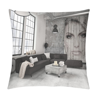 Personality  Living Room Of A Penthouse. 3d Rendering Pillow Covers