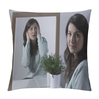 Personality  Woman Hiding Emotions Pillow Covers