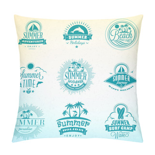 Personality  Set Of Retro Summer Holidays Vintage Labels Or Badges. Vector Design Elements Pillow Covers