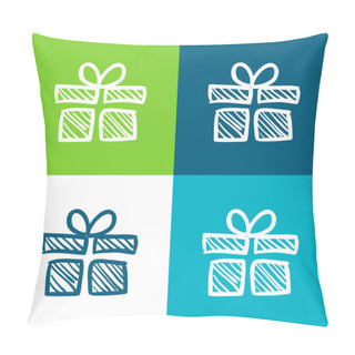Personality  Birthday Giftbox Sketch Flat Four Color Minimal Icon Set Pillow Covers