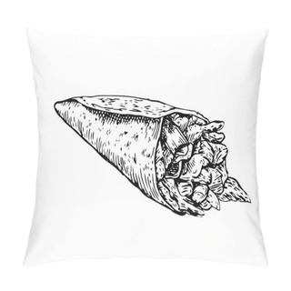 Personality  Isolated Detail Vintage Hand Drawn Food Sketch Illustration - Kebab Pillow Covers