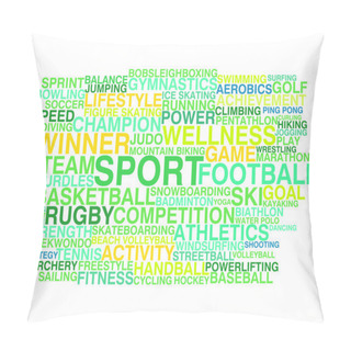 Personality  Kinds Of Sport. Word Cloud Concept Pillow Covers