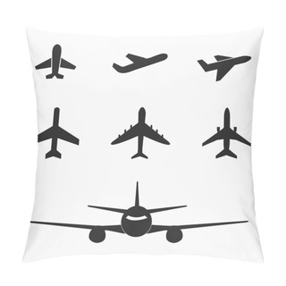 Personality  Set Of Airplane Icon On White Pillow Covers