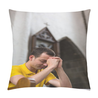 Personality  Man Praying In A Church Pillow Covers