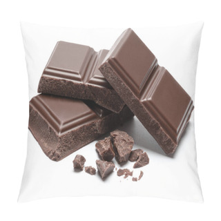 Personality  Dark Organic Chocolate Pieces Isolated On White Background Pillow Covers