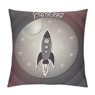 Personality  Vintage Rocket In Space Vector Illustration Pillow Covers