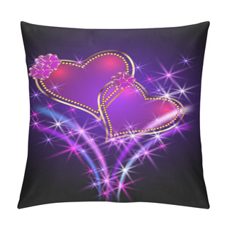 Personality  Glowing Background With Stars And Hearts Pillow Covers