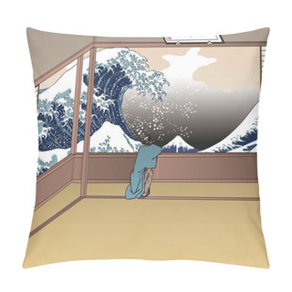 Personality  Edo Komeikaitei, Yushima, Shokoto & Great Wave Off Kanagawa Pillow Covers
