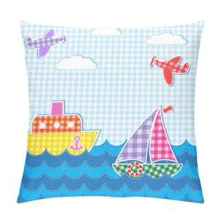 Personality  Baby Background With Aircrafts And Ships Pillow Covers