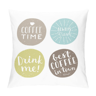 Personality  Set Of Old Style Coffee Badges. Pillow Covers