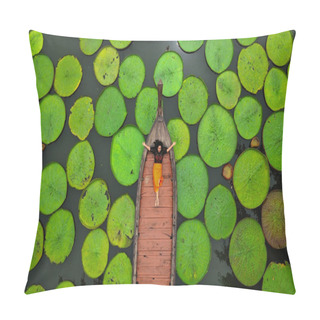 Personality  Aerial Landscape Of Victoria Waterlily Giant Lily Pad Lake At Phuket Thailand Pillow Covers