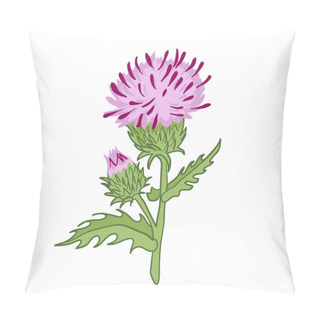 Personality  Vector Illustration Of A Thistle Flower And Bud Pillow Covers