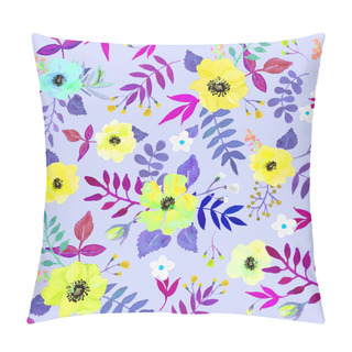 Personality  Seamless Floral  Background. Isolated Watercolor Flowers And Lea Pillow Covers