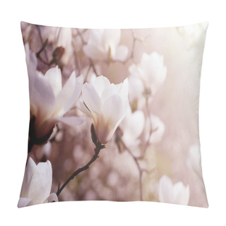 Personality  Close Up Picture Of Magnolia Flowers Blooming In A Spring. Hipster Filtered Photo. Pillow Covers