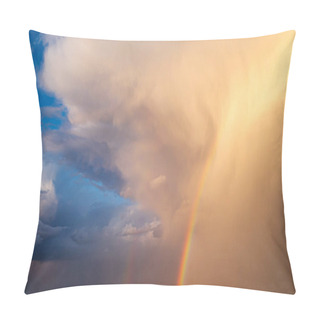Personality  Beautiful Sky With Cumulus Clouds, Rainbow After A Thunderstorm, Pillow Covers
