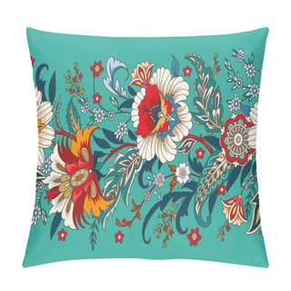 Personality  Seamless Border With Decorative Flowers Pillow Covers