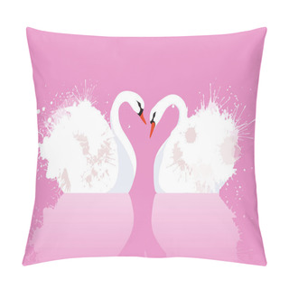Personality   Illustration Of A Pair Of Swans Pillow Covers
