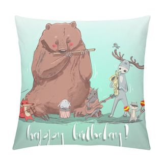 Personality  Set With Cute Musical Animals Pillow Covers