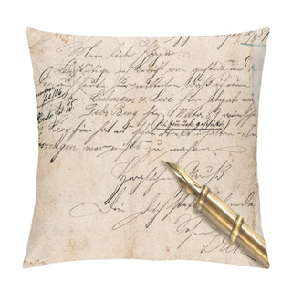Personality  Old Letter With Calligraphic Handwritten Text And Vintage Ink Pe Pillow Covers