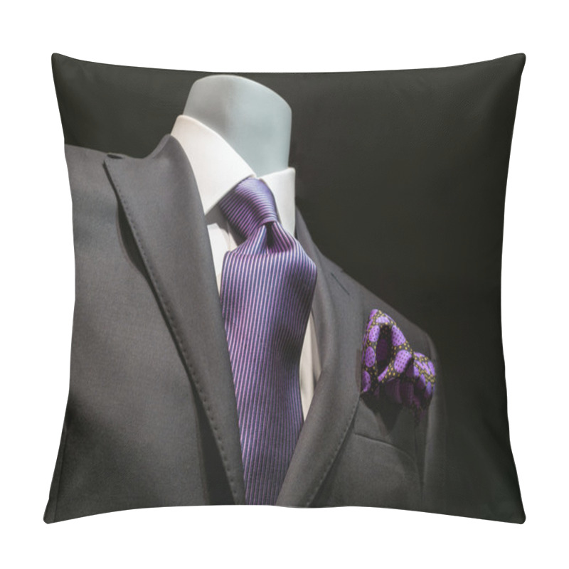 Personality  Dark Gray Jacket With Purple Tie Pillow Covers