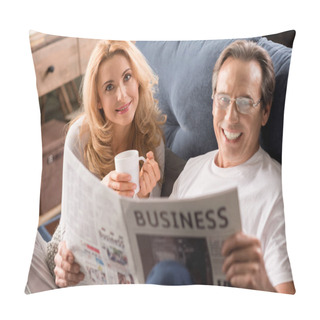 Personality  Happy Middle Aged Couple Pillow Covers