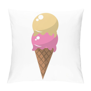 Personality  Ice Cream Cone With Two Scoops Vector Illustration Pillow Covers