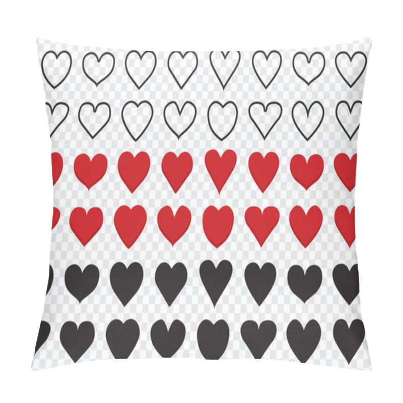 Personality  Set Of Heart Icons In Different Shapes. Line Icons Of Heart. Red Heart Icons. Big Collection Of Heart Icons. Heart Star Icons Pillow Covers