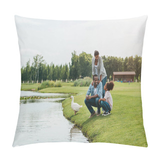 Personality  African American Family Near Lake Pillow Covers