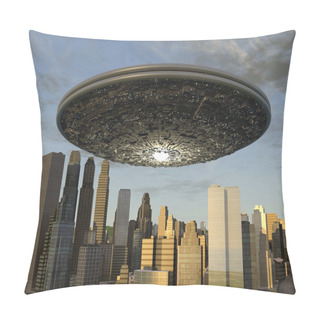 Personality  Large UFO Over A City Pillow Covers