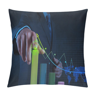 Personality  Businessman Hand Working With Virtual Chart Business On Touch Sc Pillow Covers