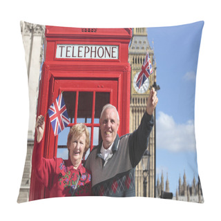 Personality  Senior Couple With Red Telephone Box In London Pillow Covers