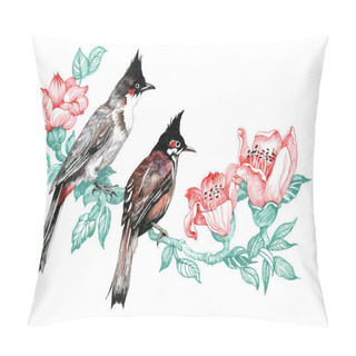 Personality  Colorful Birds On Branch Pillow Covers