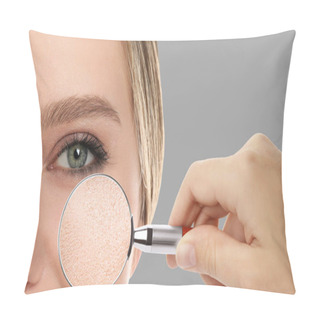 Personality  Young Woman With Dry Skin Visiting Dermatologist, Closeup Pillow Covers