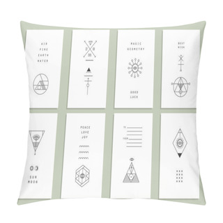 Personality  Set Of Trendy Cards With Geometric Icons Pillow Covers
