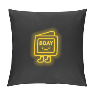 Personality  Birthday Invitation Yellow Glowing Neon Icon Pillow Covers