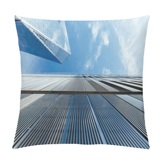Personality  Bottom View Of Skyscrapers And Cloudy Sky, New York, Usa Pillow Covers