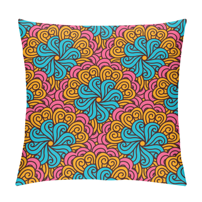 Personality  Hand drawn seamless pattern with floral elements. Colorful ethnic background.  pillow covers