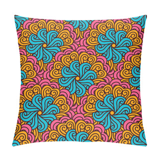 Personality  Hand Drawn Seamless Pattern With Floral Elements. Colorful Ethnic Background.  Pillow Covers