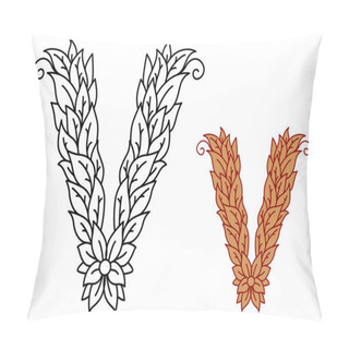 Personality  Uppercase Letter V In A Foliate Font Pillow Covers