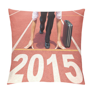 Personality  Happy New Year 2015. Businessman Preparing For Running Pillow Covers