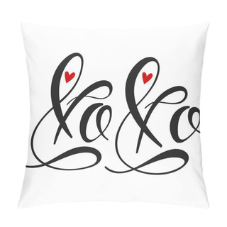 Personality  XOXO Text. Vector Handwritten Font Isolated On White Background. Pillow Covers